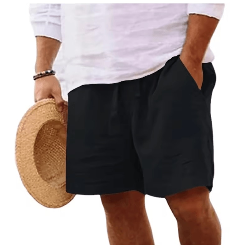 Mens Summer Linen Cotton Shorts Lightweight Breathable Gym And Beach Fitness Shorts 3