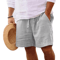 Mens Summer Linen Cotton Shorts Lightweight Breathable Gym And Beach Fitness Shorts 5