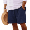 Mens Summer Linen Cotton Shorts Lightweight Breathable Gym And Beach Fitness Shorts 6
