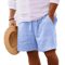 Mens Summer Linen Cotton Shorts Lightweight Breathable Gym And Beach Fitness Shorts 7