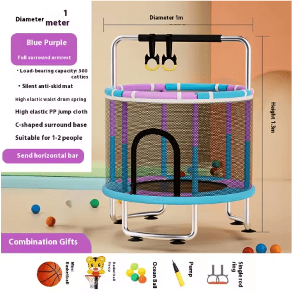 Childrens Indoor Trampoline Household Baby Bouncing Bed With Safety Band For Fun Exercise 20