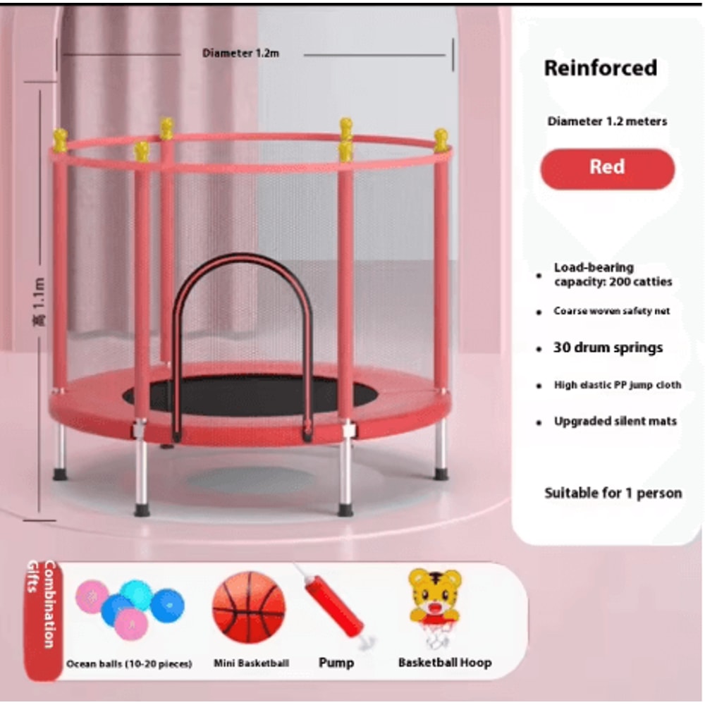 Childrens Indoor Trampoline Household Baby Bouncing Bed With Safety Band For Fun Exercise 22