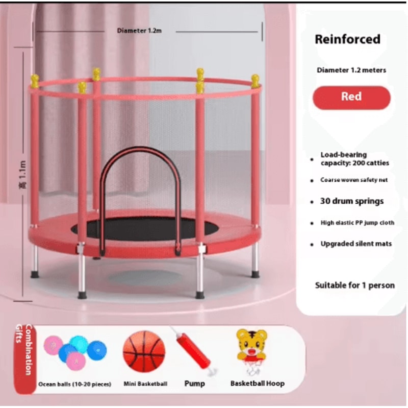 Childrens Indoor Trampoline Household Baby Bouncing Bed With Safety Band For Fun Exercise 22