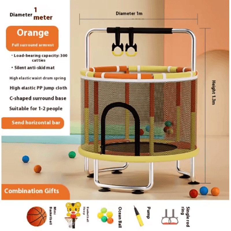 Childrens Indoor Trampoline Household Baby Bouncing Bed With Safety Band For Fun Exercise 24