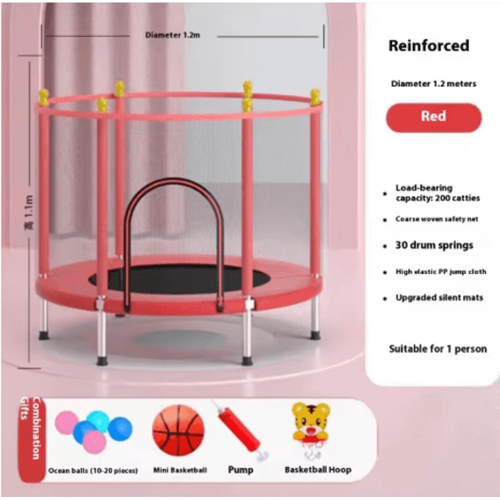 Childrens Indoor Trampoline Household Baby Bouncing Bed With Safety Band For Fun Exercise 25