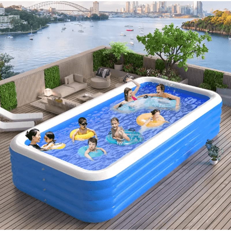 Inflatable Rectangular Swimming Pool Portable Large Adult Home Bath Pool 2