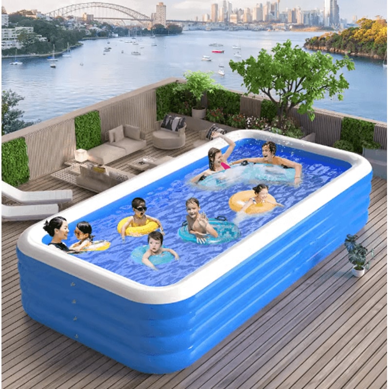 Inflatable Rectangular Swimming Pool Portable Large Adult Home Bath Pool 3