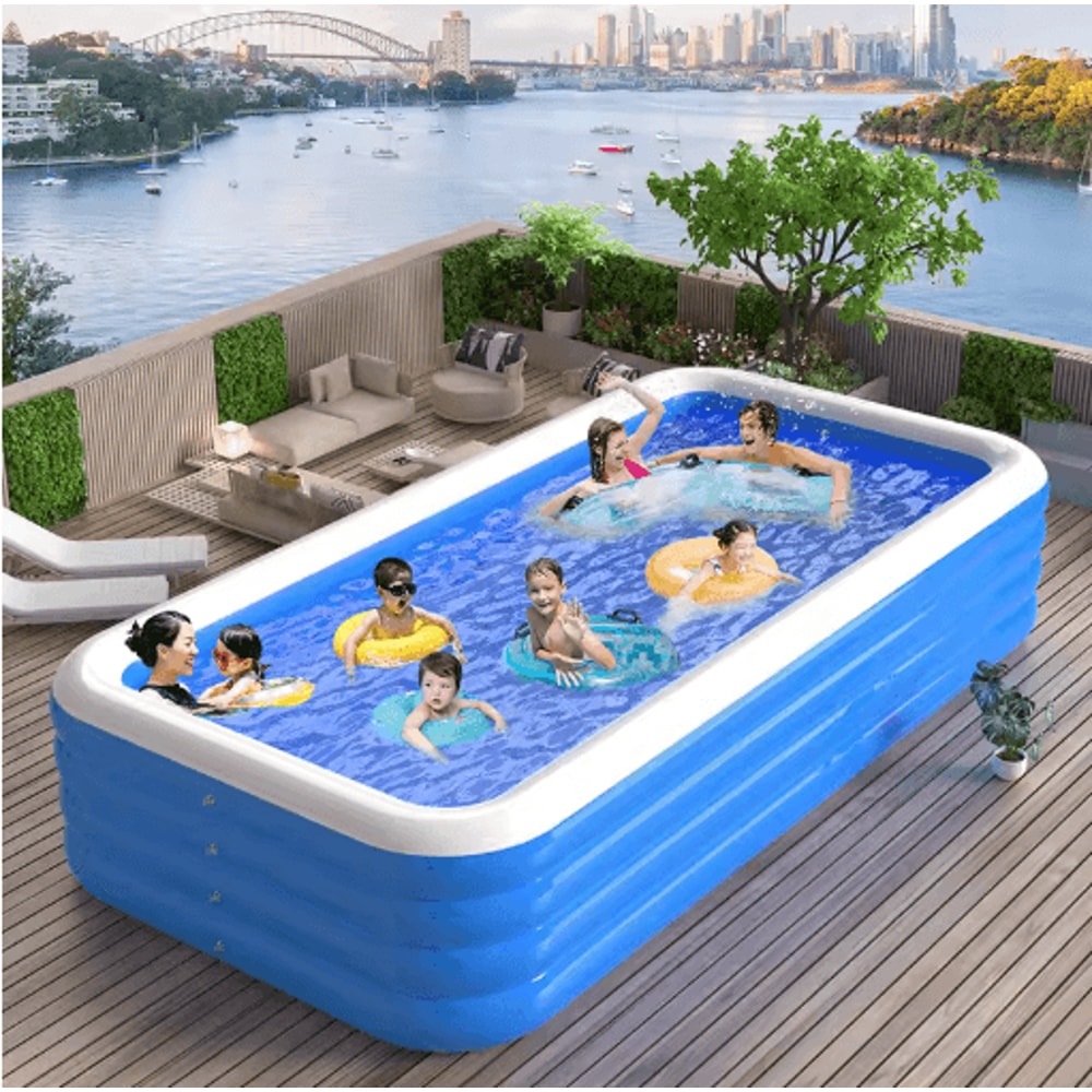 Inflatable Rectangular Swimming Pool Portable Large Adult Home Bath Pool 8