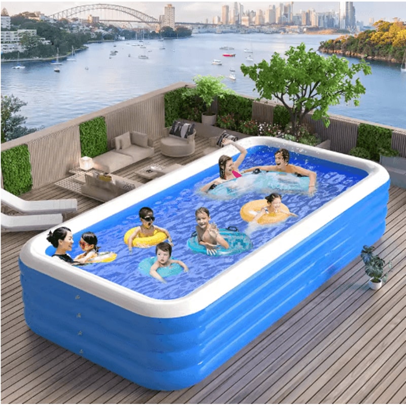 Inflatable Rectangular Swimming Pool Portable Large Adult Home Bath Pool 8