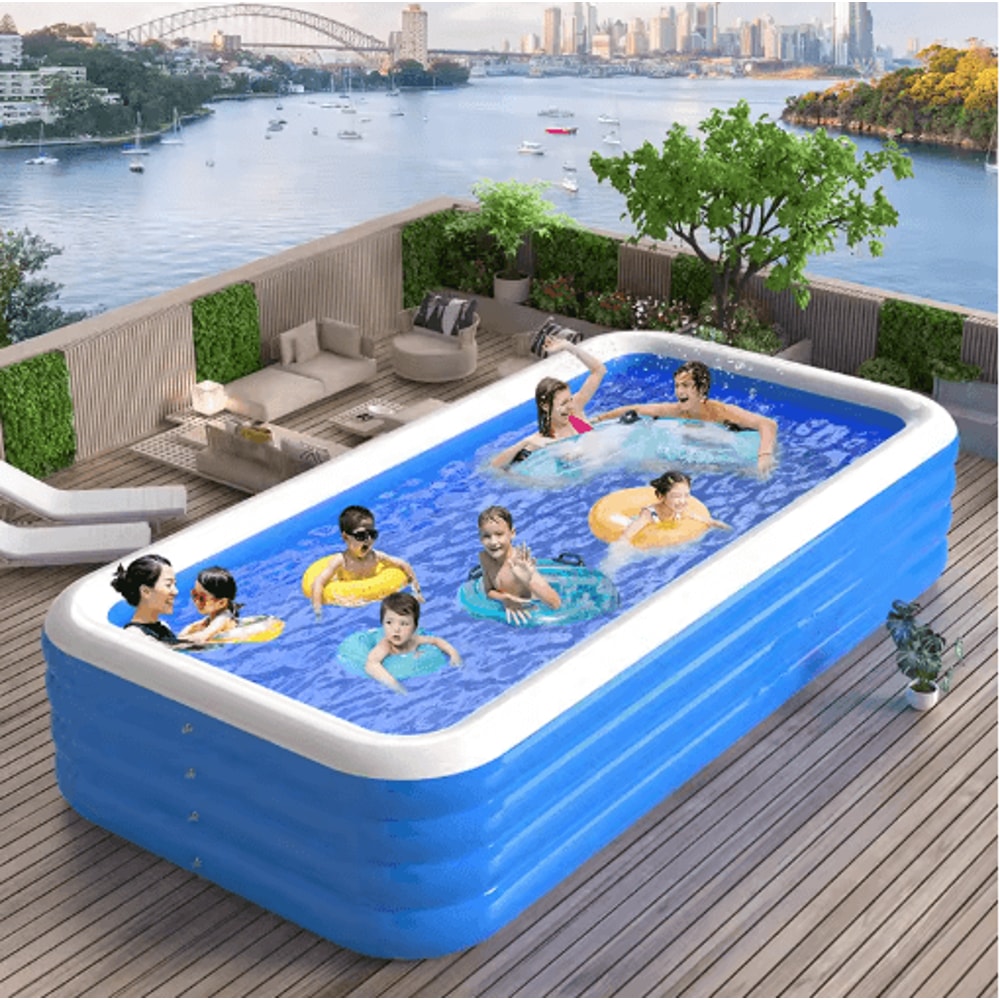 Inflatable Rectangular Swimming Pool Portable Large Adult Home Bath Pool 12