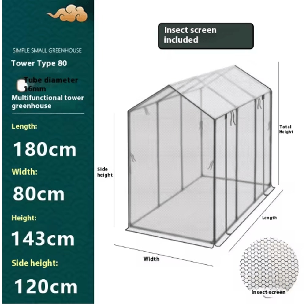 Tower Type Greenhouse Frame Plastic Coated Iron Pipe Support For Shade And Insect Net Plant House 12