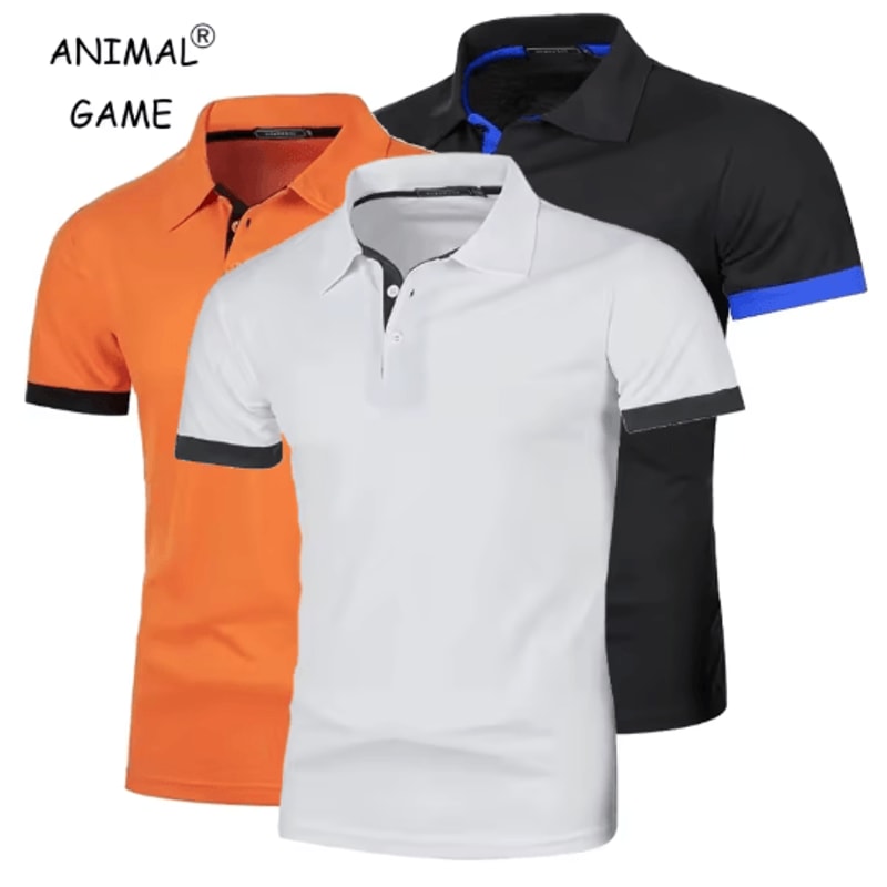 Mens Summer Short Sleeve Polo Shirt Lightweight Breathable Lapel Streetwear Business Tee 0