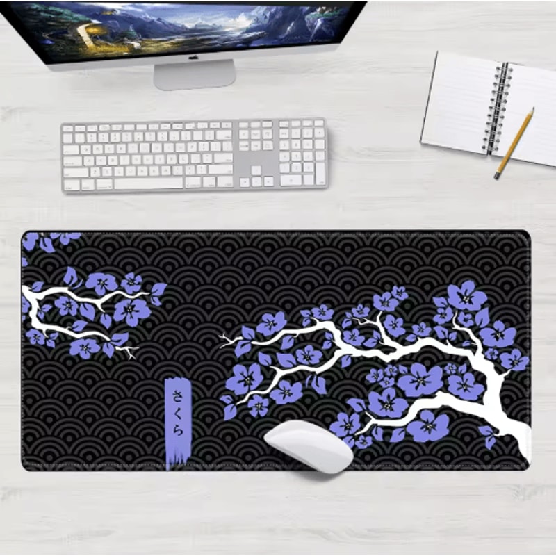 Sakura XXL Gaming Mouse Pad Purple Cherry Blossom Desk Mat 90x40cm Keyboard And Mouse Mat 1