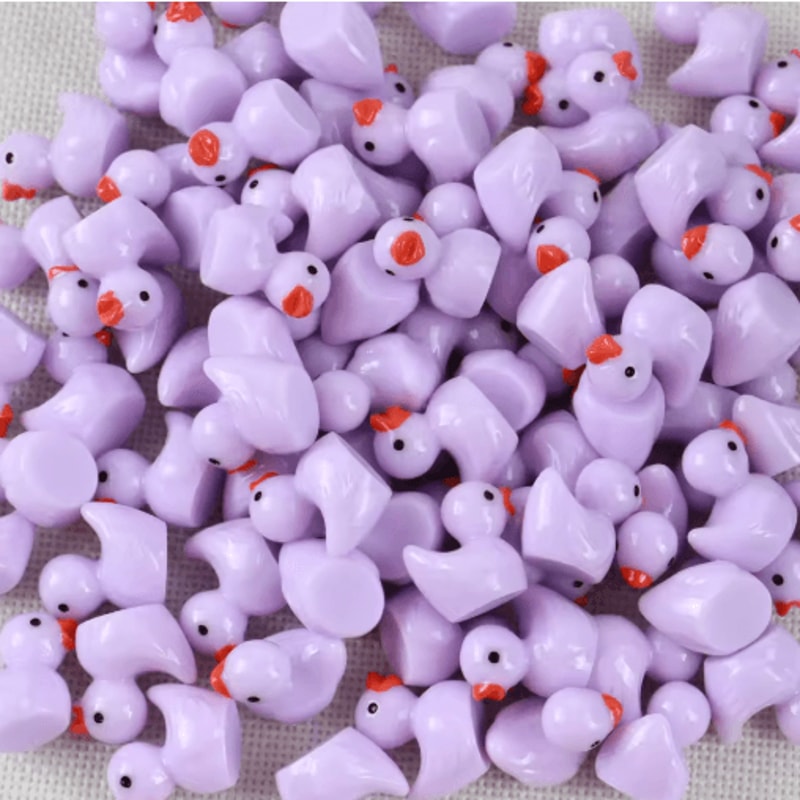 100PCS Miniature Resin Ducks 6 Color Mixed Tiny Duck Figurines For Aquarium Garden And DIY Decor 2