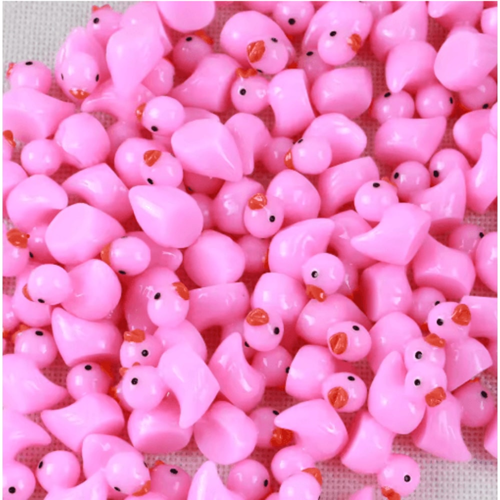 100PCS Miniature Resin Ducks 6 Color Mixed Tiny Duck Figurines For Aquarium Garden And DIY Decor 0