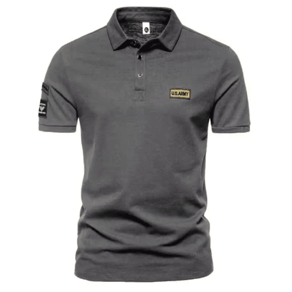 Mens Summer Short Sleeve Embroidered Polo Shirt Lightweight Breathable Solid Color T Shirt 1