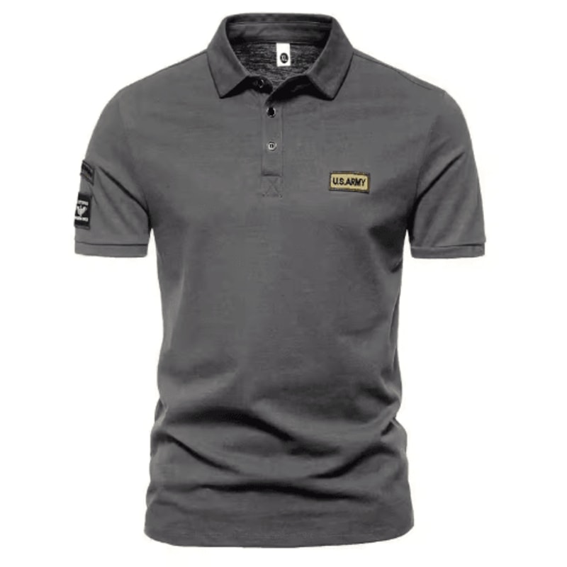 Mens Summer Short Sleeve Embroidered Polo Shirt Lightweight Breathable Solid Color T Shirt 1