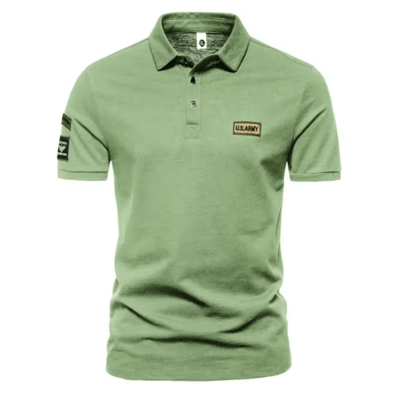 Mens Summer Short Sleeve Embroidered Polo Shirt Lightweight Breathable Solid Color T Shirt 2