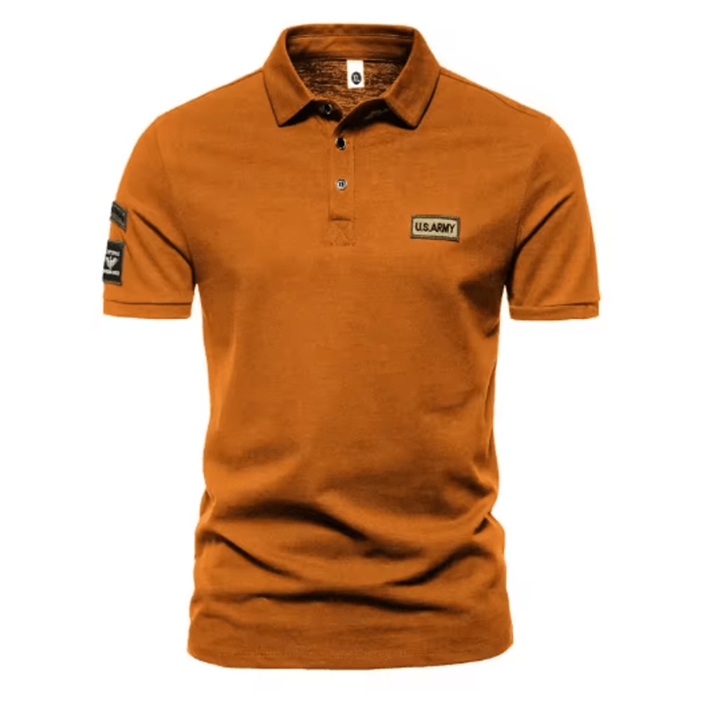 Mens Summer Short Sleeve Embroidered Polo Shirt Lightweight Breathable Solid Color T Shirt 3