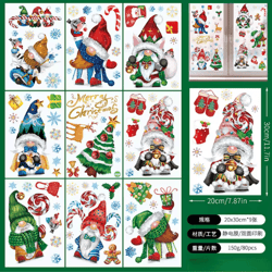 9pcs snowflake christmas window stickers reindeer new year electrostatic white holiday decals