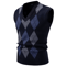Mens Argyle Knit Vest V Neck Sleeveless Slim Fit Pullover Sweater 1