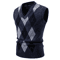 Mens Argyle Knit Vest V Neck Sleeveless Slim Fit Pullover Sweater 3