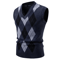 Mens Argyle Knit Vest V Neck Sleeveless Slim Fit Pullover Sweater 3