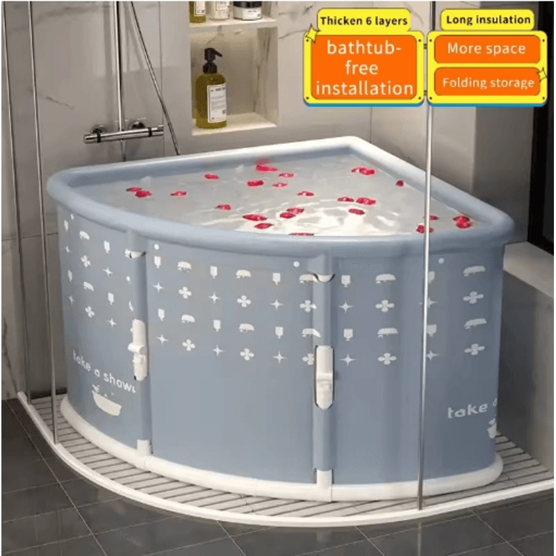 Portable One Second Foldable Bathtub Installation Free Triangle Bath Bucket For Adults And Kids 0