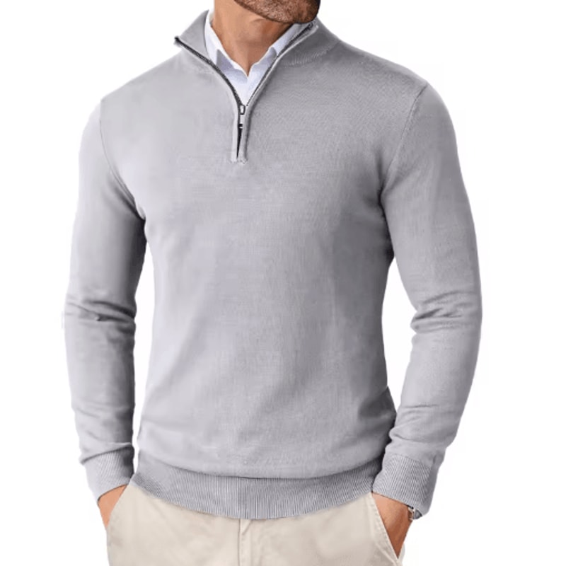 Mens Quarter Zip Knit Sweater Slim Fit Lightweight Mock Neck Pullover 2