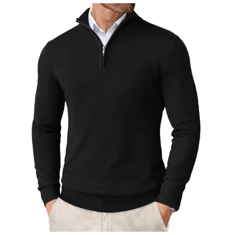 Mens Quarter Zip Knit Sweater Slim Fit Lightweight Mock Neck Pullover 6