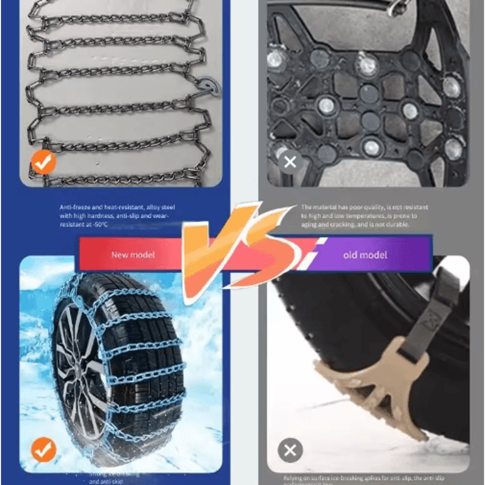 Thickened Anti Slip Tire Chains All Round Rubber Grip Chains For Pickup Sedan SUV And Minivan 8