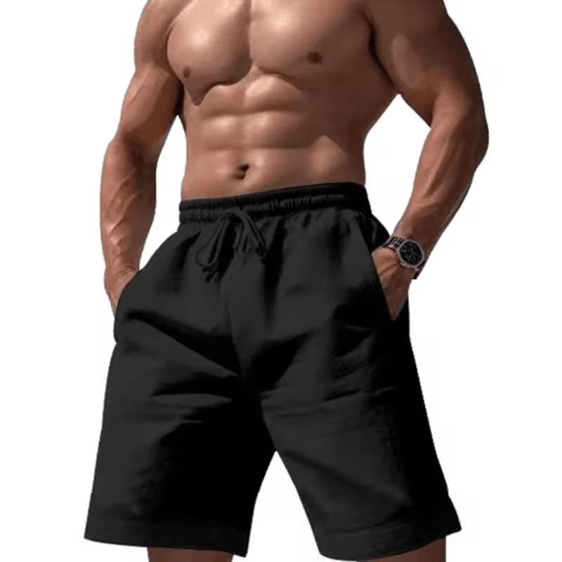 Mens Linen Cotton Elastic Waist Shorts Lightweight Summer Jogging And Basketball Wear 2