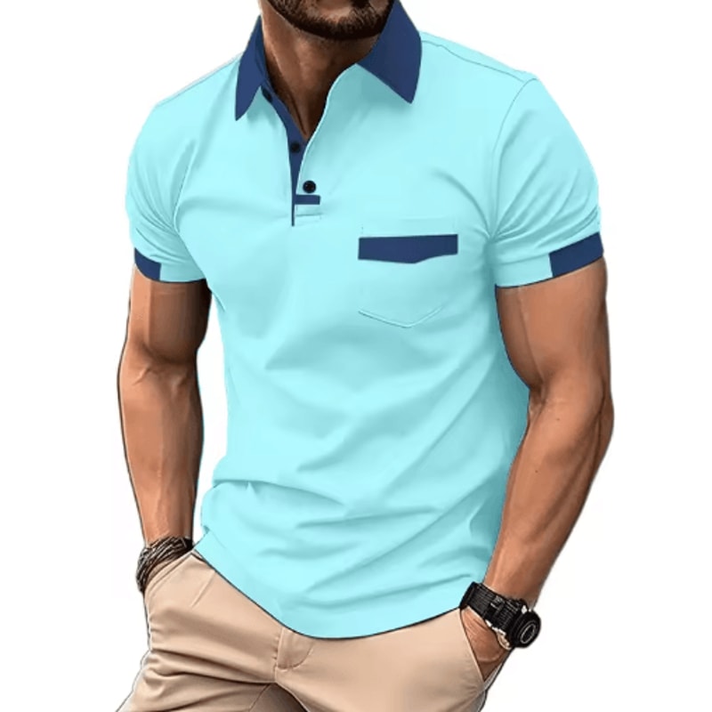 Mens Short Sleeve Polo Shirt Lightweight Breathable And Casual Fit With Pocket 1