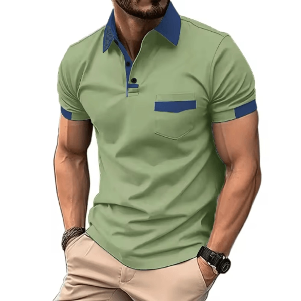 Mens Short Sleeve Polo Shirt Lightweight Breathable And Casual Fit With Pocket 2