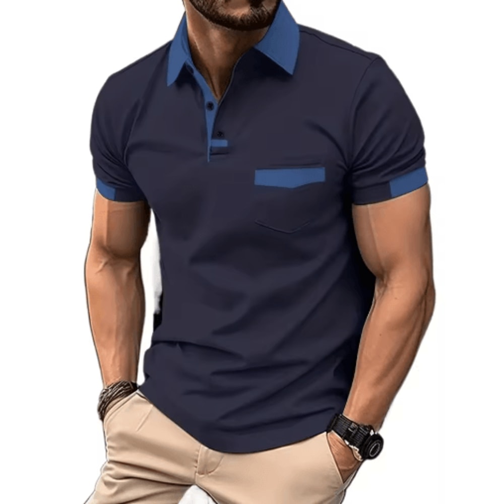Mens Short Sleeve Polo Shirt Lightweight Breathable And Casual Fit With Pocket 3
