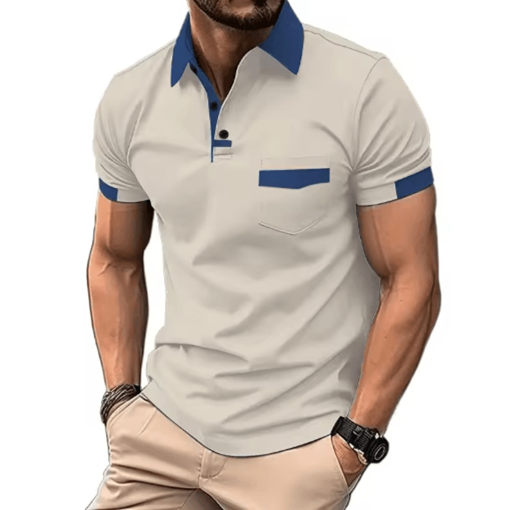 Mens Short Sleeve Polo Shirt Lightweight Breathable And Casual Fit With Pocket 4