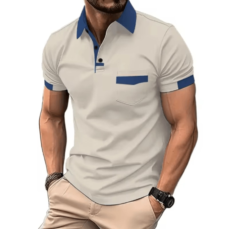 Mens Short Sleeve Polo Shirt Lightweight Breathable And Casual Fit With Pocket 4