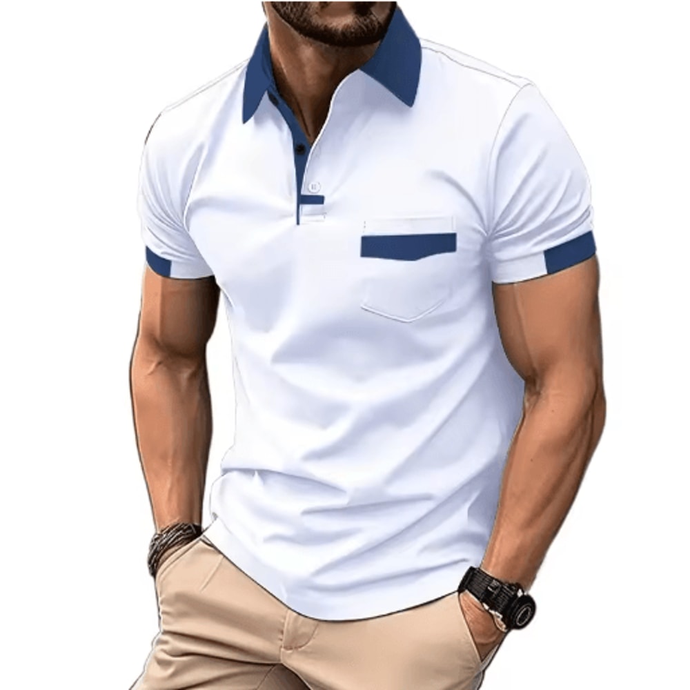 Mens Short Sleeve Polo Shirt Lightweight Breathable And Casual Fit With Pocket 0