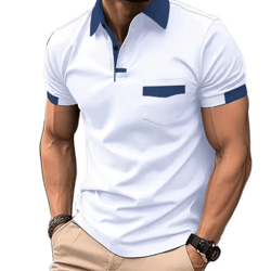 mens short sleeve polo shirt lightweight breathable and casual fit with pocket