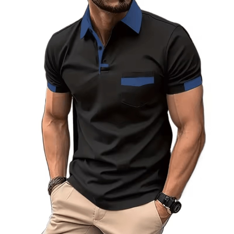 Mens Short Sleeve Polo Shirt Lightweight Breathable And Casual Fit With Pocket 5