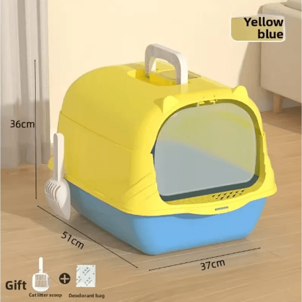 XL Fully Enclosed Anti Spill Cat Litter Box Odor Proof With Carry Handle 24