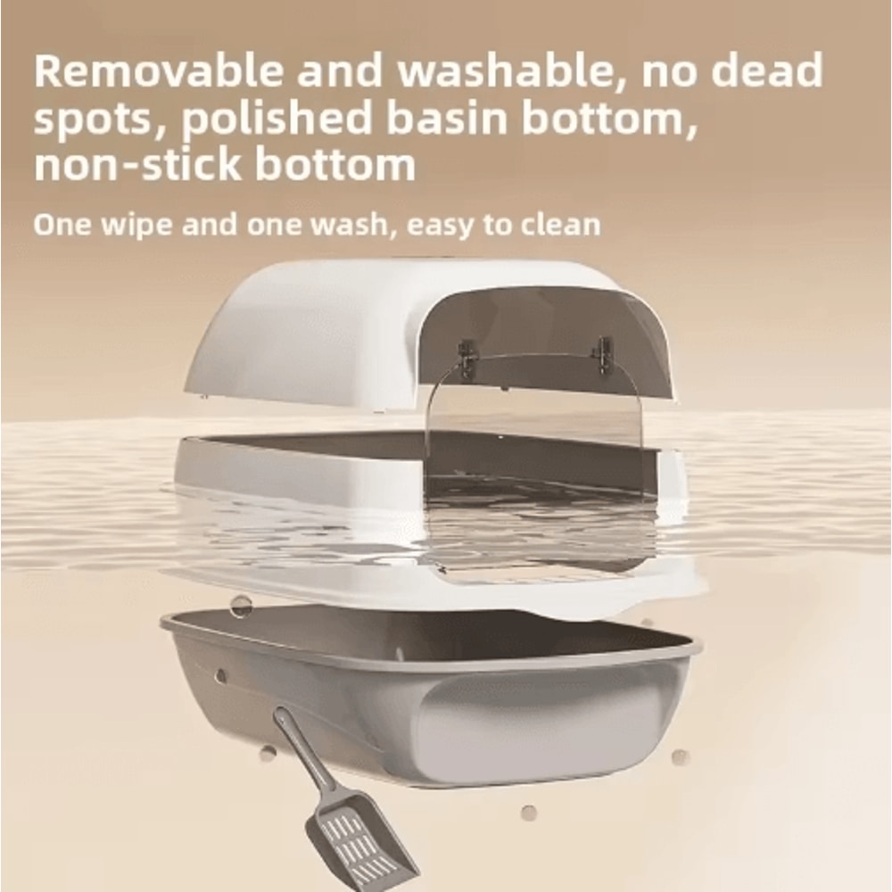 XL Fully Enclosed Anti Spill Cat Litter Box Odor Proof With Carry Handle 25