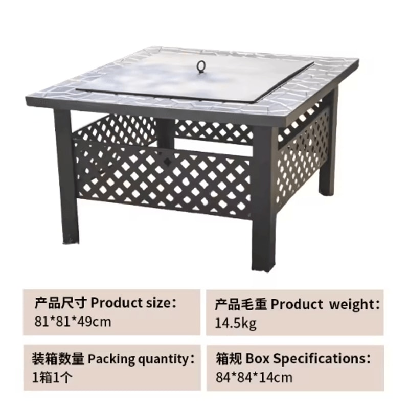 Outdoor Stove Grill Set Tea Brewing And Barbecue Heating Table With Grill Rack 8