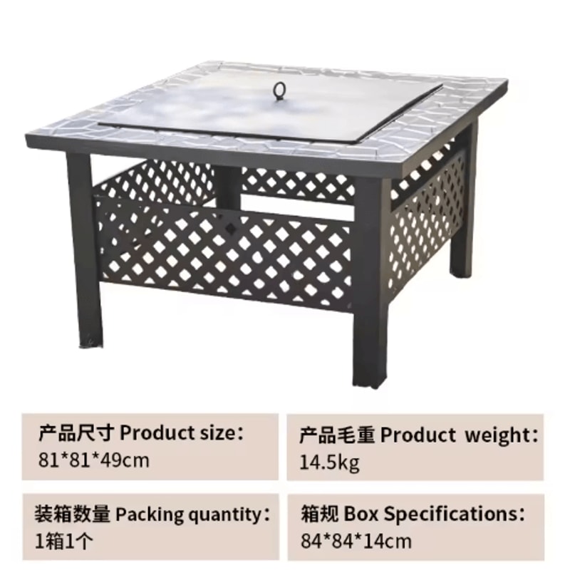 Outdoor Stove Grill Set Tea Brewing And Barbecue Heating Table With Grill Rack 9