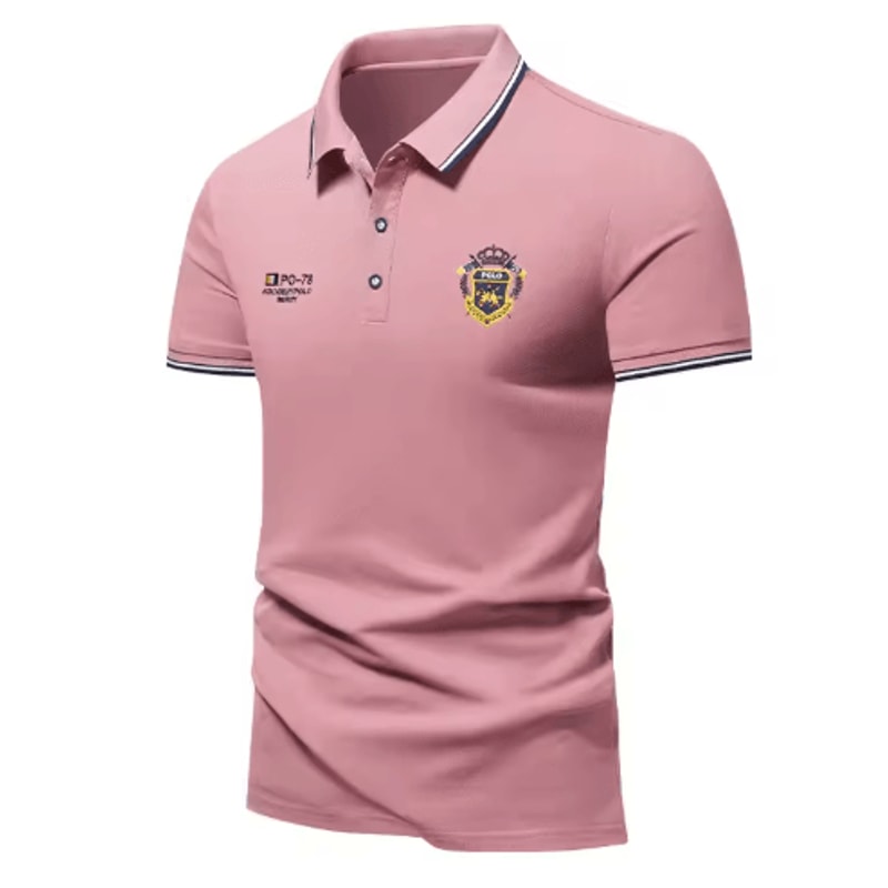 Mens Embroidered Polo Shirt Lightweight Breathable Summer Casual Top 2