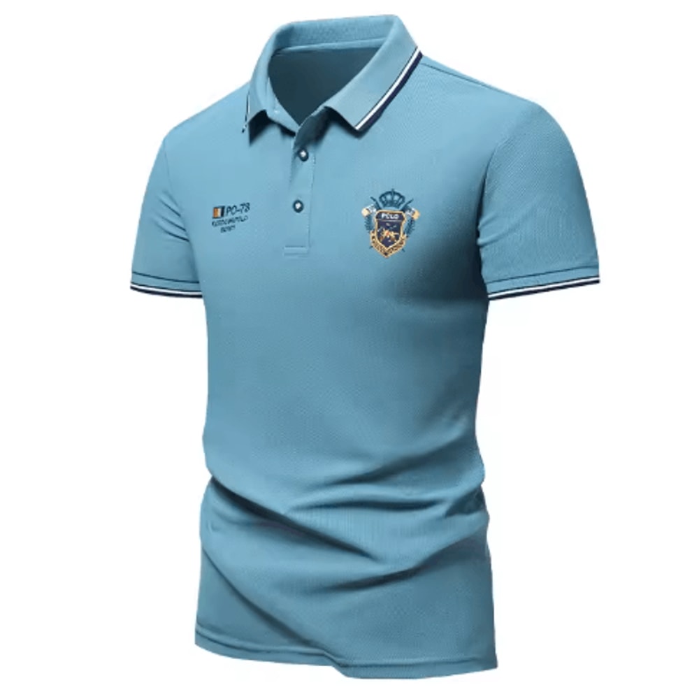 Mens Embroidered Polo Shirt Lightweight Breathable Summer Casual Top 3
