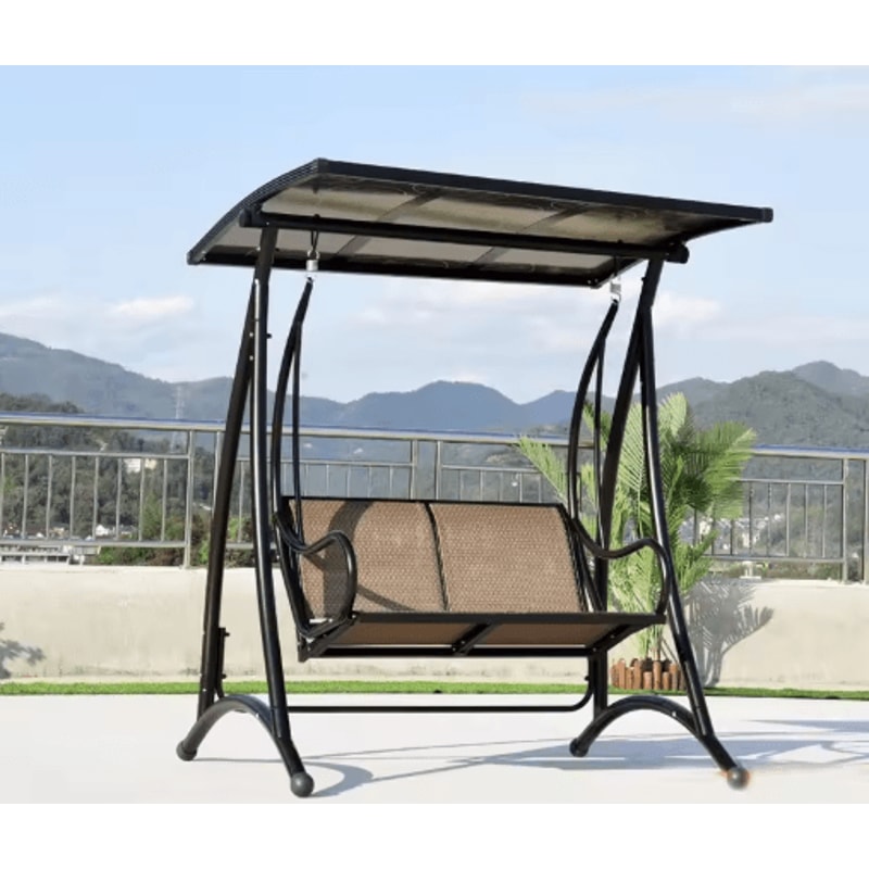 Outdoor Swing Rocking Chair 3 Person Hanging Reclining Bed For Balcony Garden And Patio 4