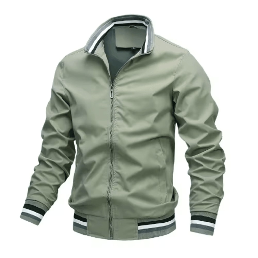 Mens Stand Collar Zipper Jacket Waterproof Outdoor Windbreaker Bomber Coat 3