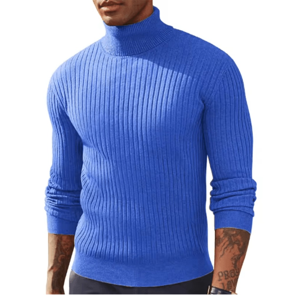 Mens Slim Fit Turtleneck Sweater Warm Knitted Long Sleeve Pullover 1