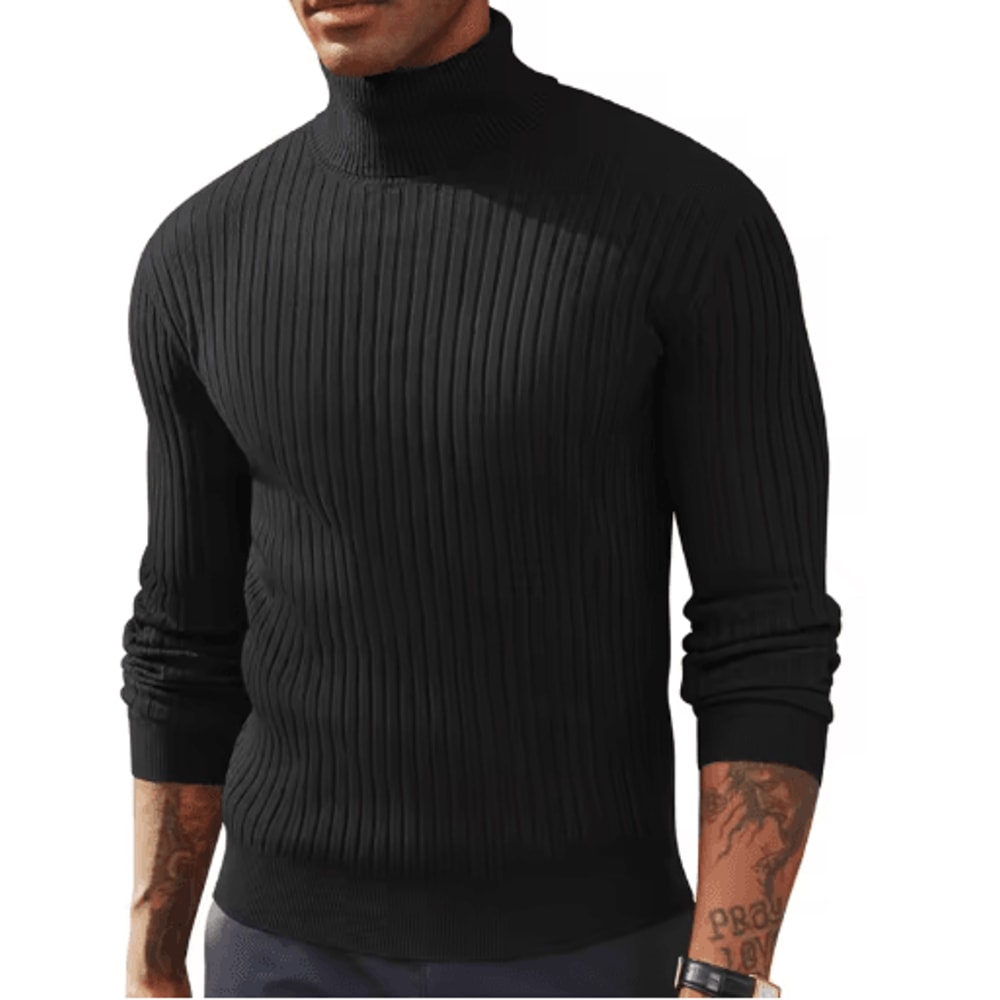 Mens Slim Fit Turtleneck Sweater Warm Knitted Long Sleeve Pullover 9